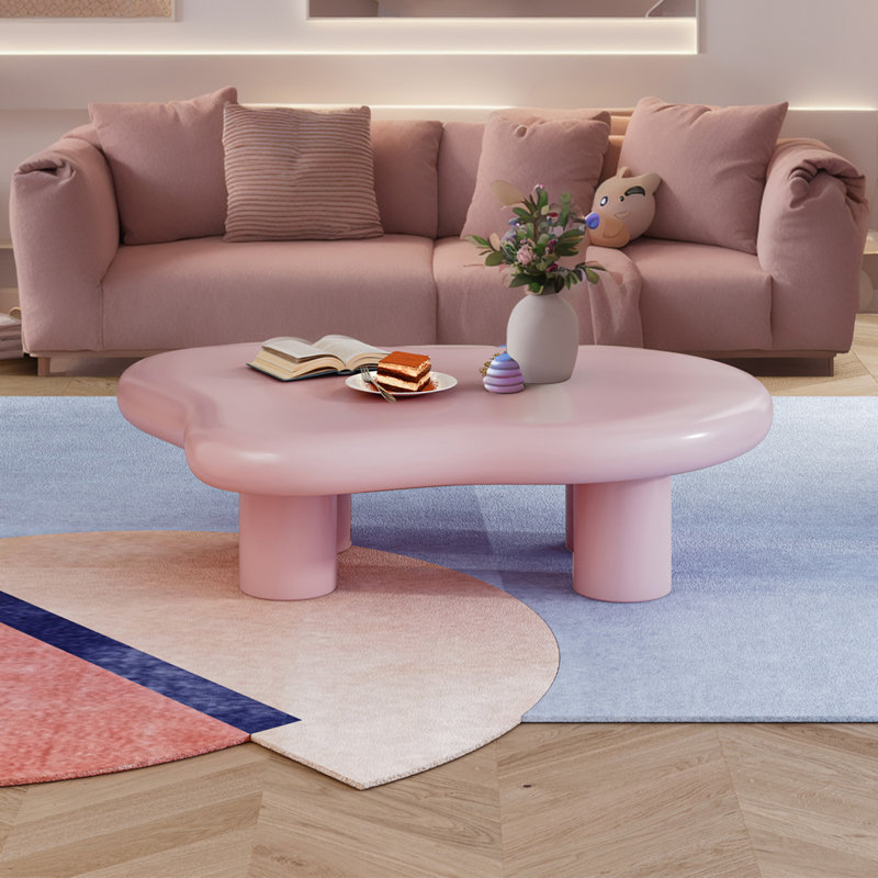 Table basse moderne en forme de nuage avec forme de forme, table de bout d'intérieur irrégulière pour le salon., Rose