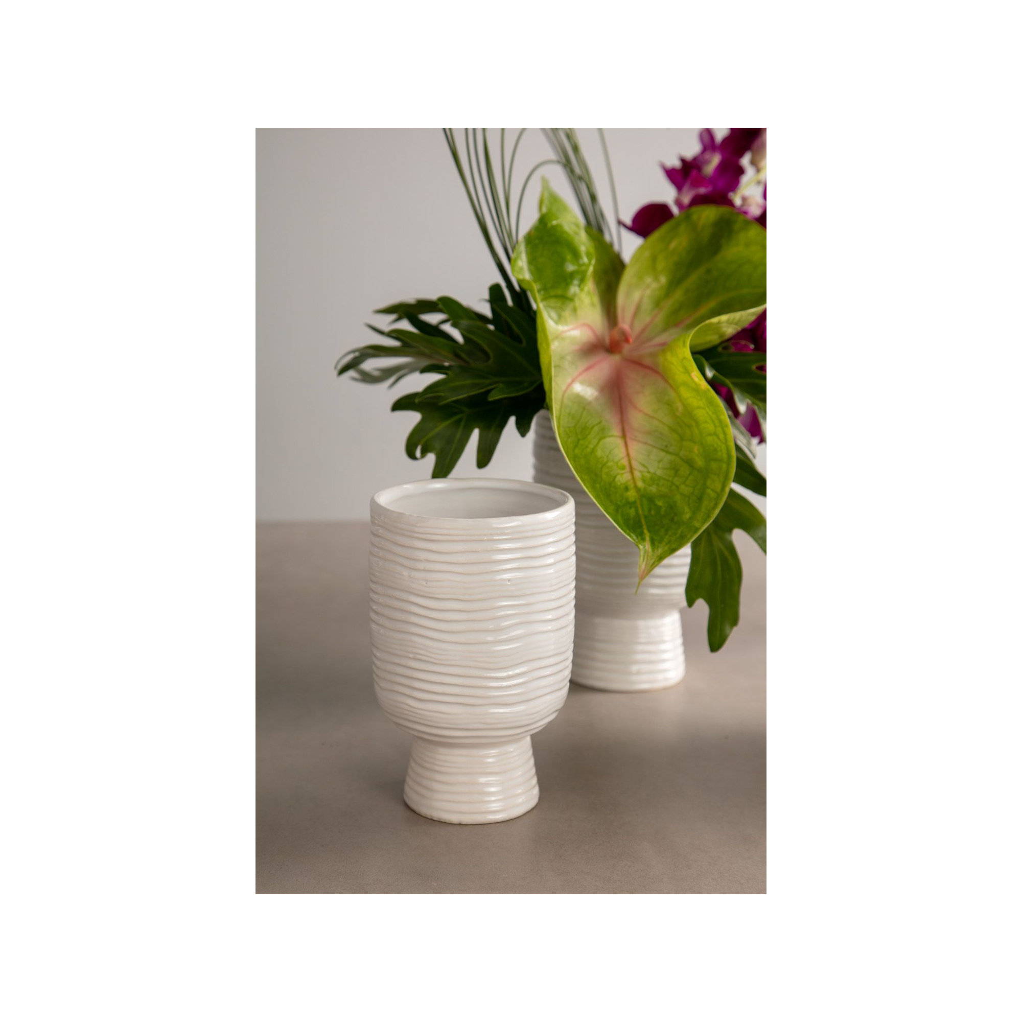 Canella Handmade Ceramic Table Vase, 6.5" H x 4" W x 4" D