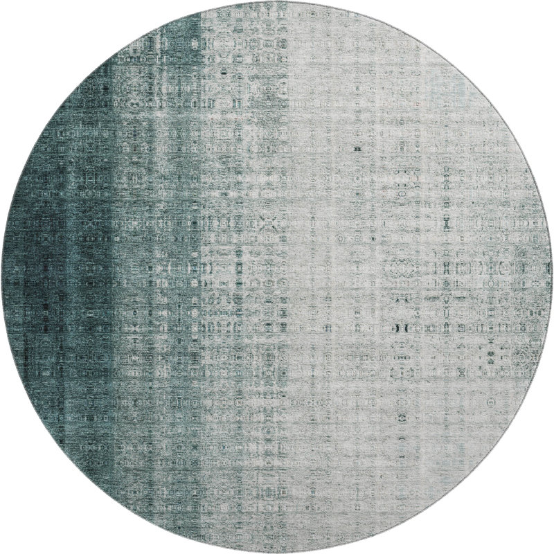 Premium Machine Washable Mayfield AMF2240 Striped Rug, Teal, 8' Round