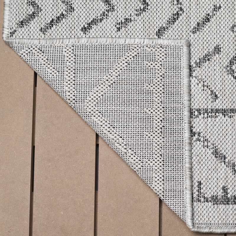 Tapis intérieur / extérieur gris Waikiki, Rond 6 pi 7 po