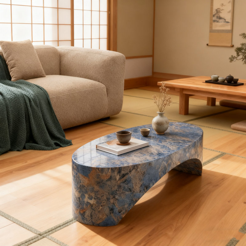 Table basse ovale, Bleu