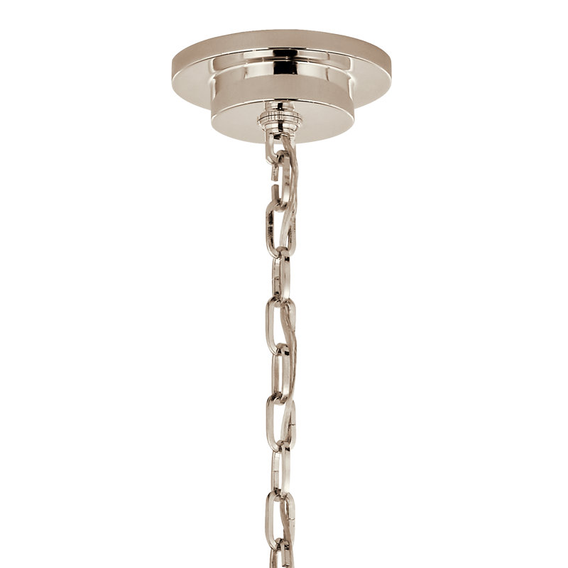 Steel Dimmable Chandelier, 23.75" H x 32.25" W x 32.25" D, 6, Polished Nickel