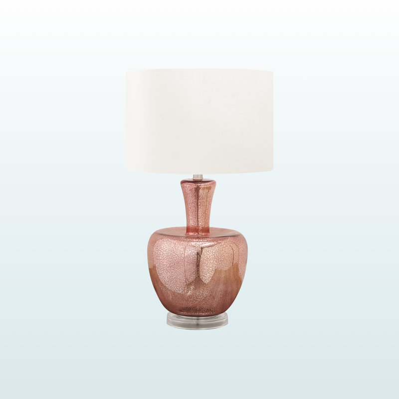 Liliya Glass Table Lamp in Dusty Rose and Ivory Shade, 25.76'' H X 14.85'' W X 14.85'' D