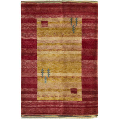 Moroccan Hand-Knotted Wool Red/Yellow Area Rug