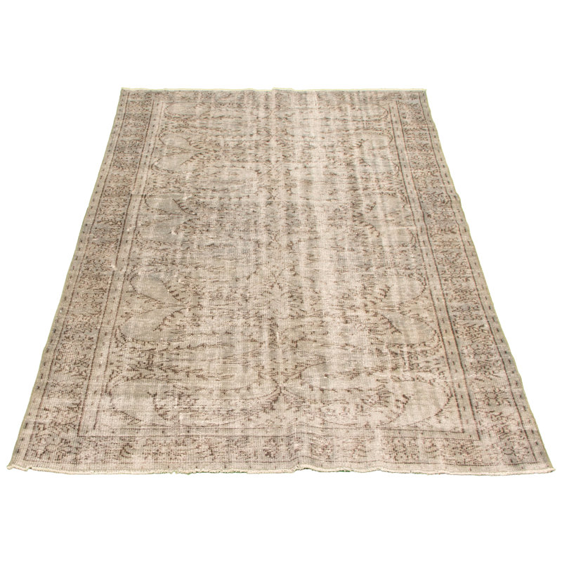 Tapis décoratif en laine gris clair de conception unique 5 pi 5 po x 9 pi 1 po Deshard noué à la main 1980s