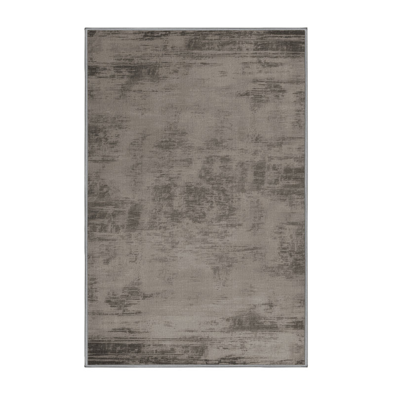 Machine Washable Abstract Grey Area Rug, Runner 2' x 5'
