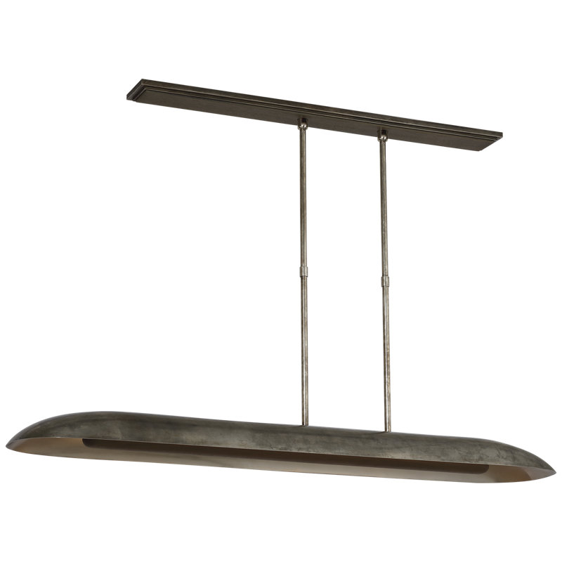 Anne-Marie Barton Remi 60" Linear Pendant, Mottled Pewter and Warm Walnut