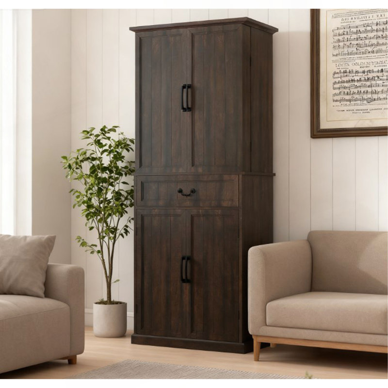 Armoire de rangement de style moderne, armoire de cuisine à DEL, avec tablettes de porte