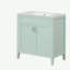 Meuble-lavabo 30 po avec lavabo, armoire de salle de bain multifonctionnelle avec portes et tiroirs, structure solide et panneau de fibres à densité moyenne, vert