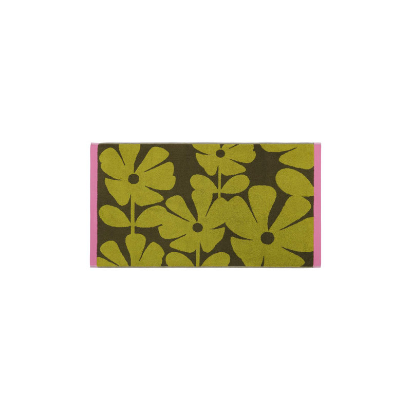 Wild Flower Blue Lagoon Cotton Towels, Hand Towel, Yellow Ochre