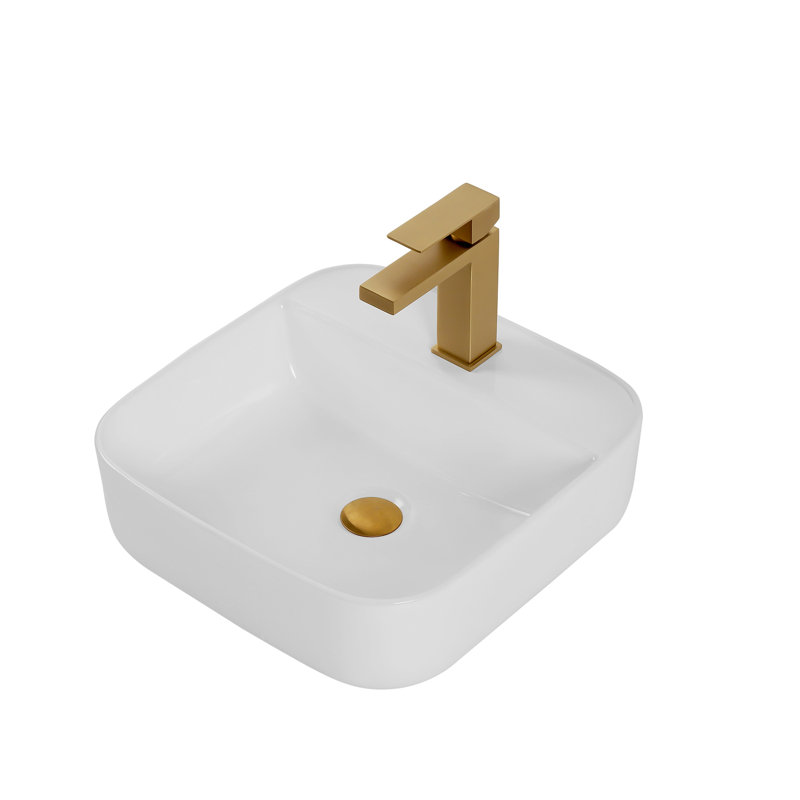White Finish Ceramic Bathroom Basin - And Functional Modern Countertop Easy To Install Use