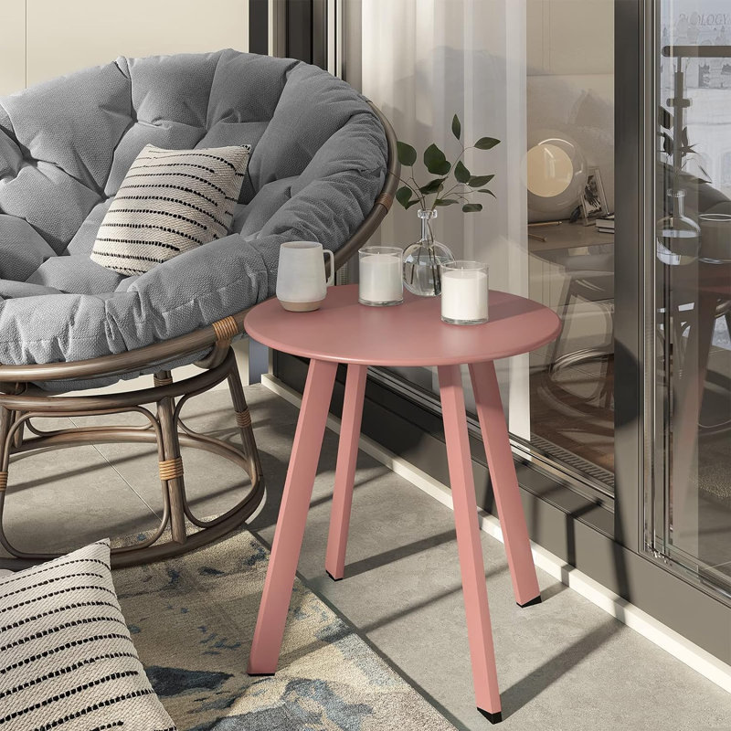 Olilawn 17.75'' L x 17.75'' W Outdoor Side Table, stain-resistant and easy to maintain, Pink/Pink