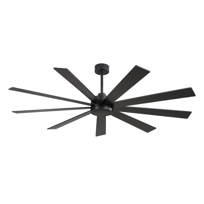 Indoor Ceiling Fan With Remote, 9 Plywood Blades, 72", Black