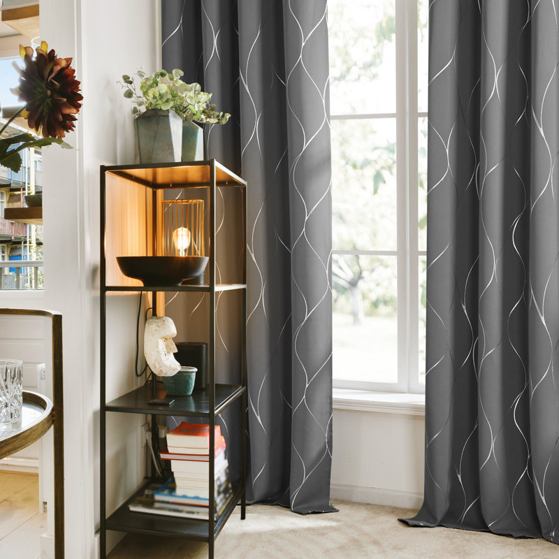 Kellda Thermal Room Darkening Polyester Curtain Panels, 52" W x 54" L, Light Gray