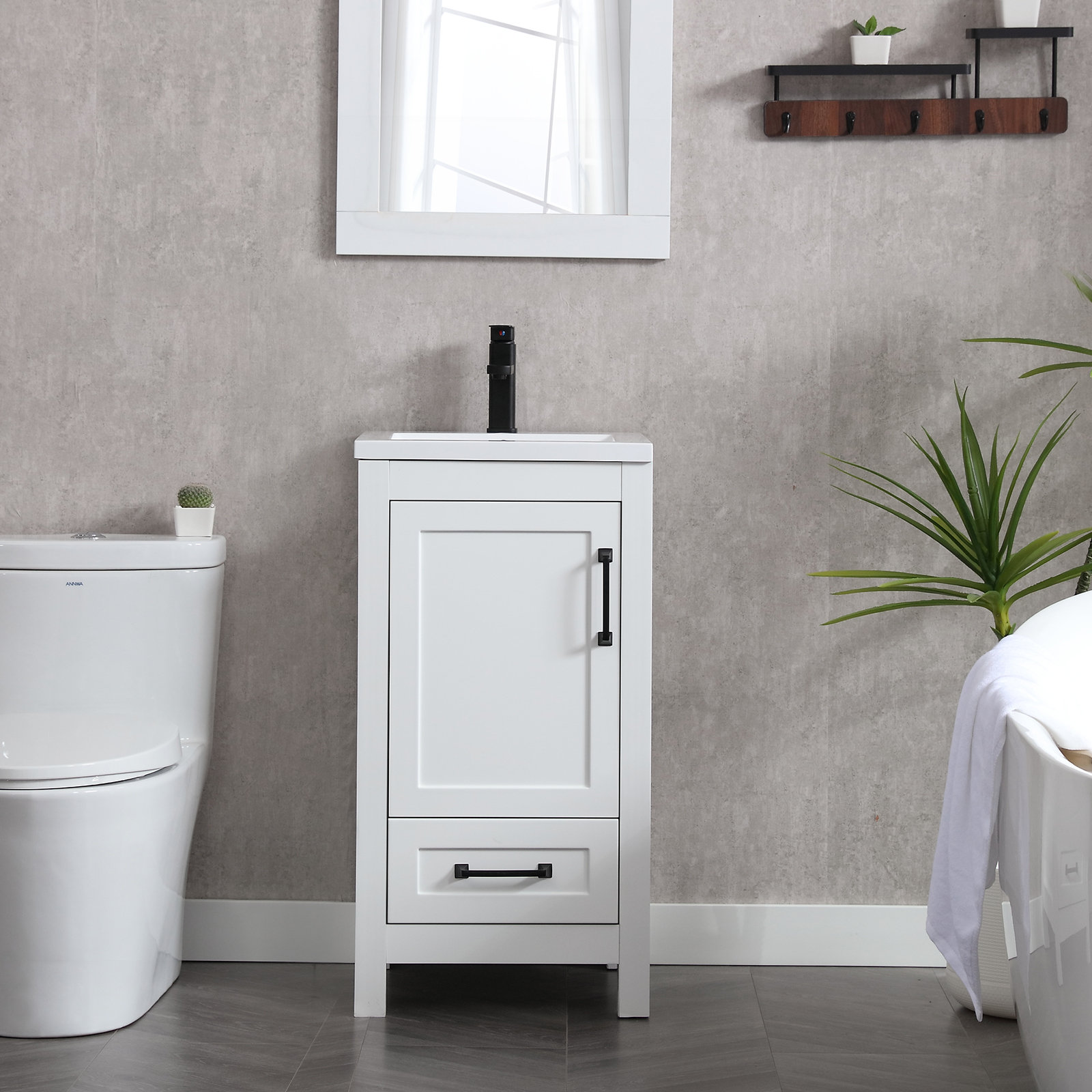 Ebern Designs Dakhi 18'' Narrow Depth Free Standing Single Bathroom ...