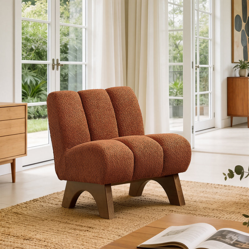 Brenetta Upholstered Accent Chair, Orange Sherpa