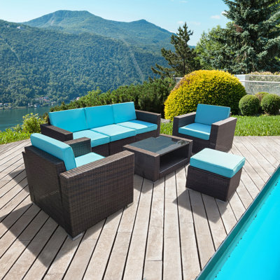 Kingzlee Wicker 5 - Person Modular Patio Conversation Set with Cushions