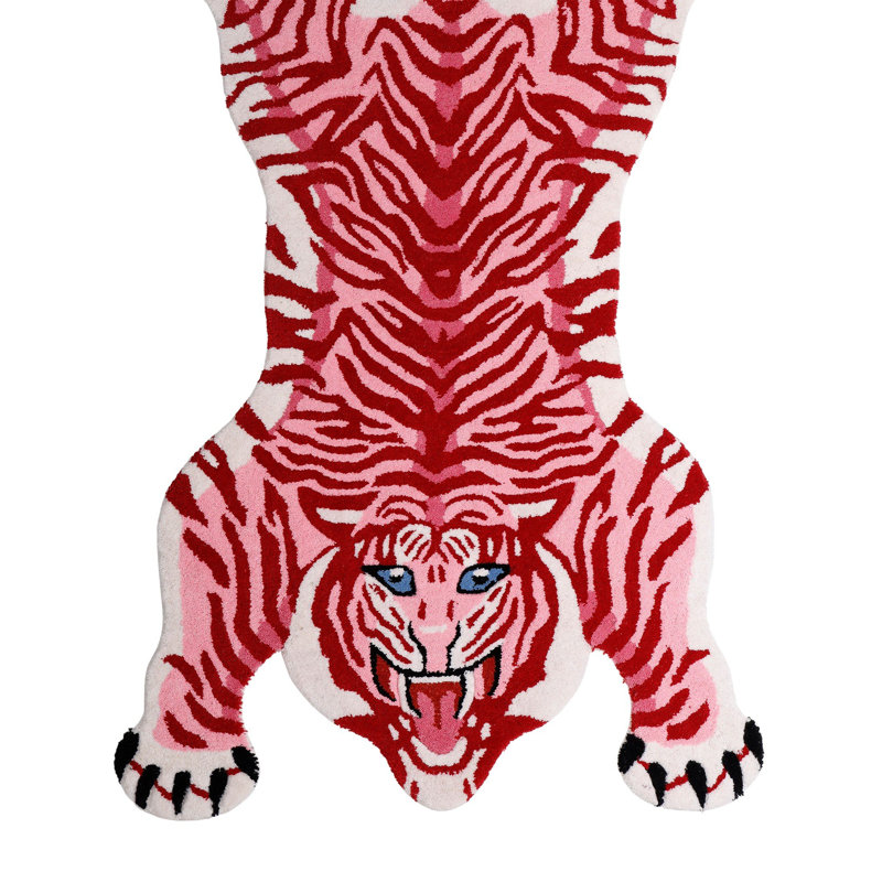 Exotic India Yoga Asana Floor Wool Mat Hand-Tufted Foldable Tiger Shaped Mat | Anti-Skid Grip Sweat-Absorbent Soft Rug'S For Dining Room & Home Décor