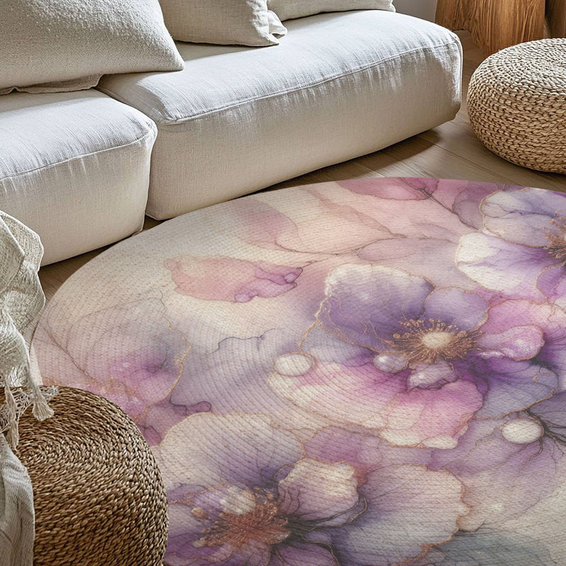 Tapis tressé Lilac Dream, Rond 5 pi