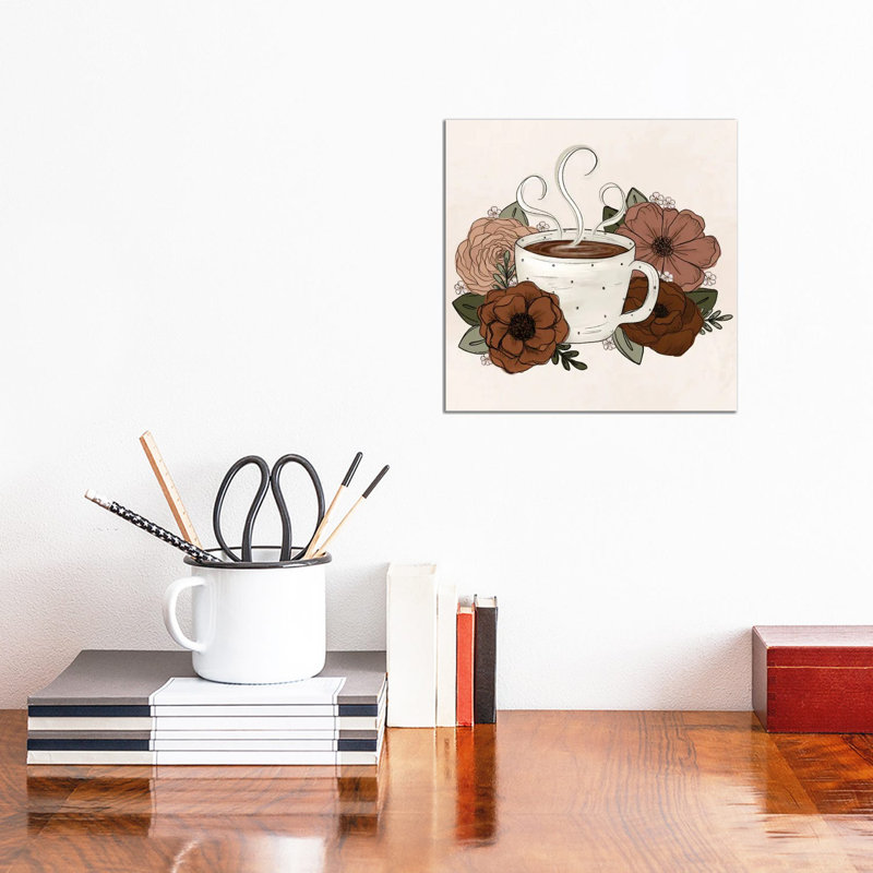 Coffee/Tea Florals by Katie Bryant - Wrapped Canvas Painting, 30.48 cm H x 30.48 cm W