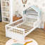 Lit en forme de maison de rêve avec structure de style toit et tablette de rangement-312608913-312608915