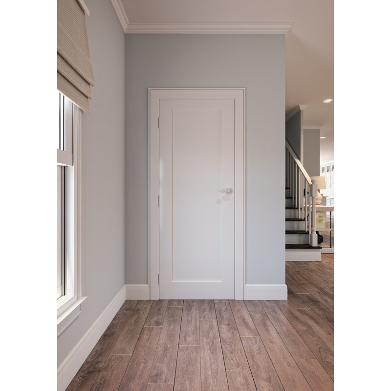 Newton Solid Core White Primed Smooth Texture Single Prehung Interior Door Black Hinges, Left, White/Oil Rubbed Bronze