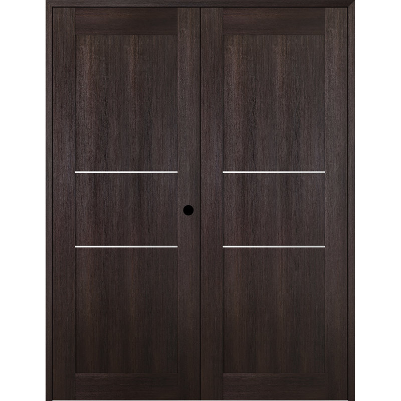 Porte double standard préfinie en bois manufacturé Avon 07 2H, 35,5 po x 79,37 po, À gauche, Chêne Veralinga