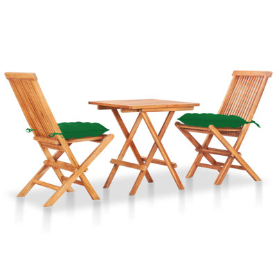 Square 2 - Person Teak Bistro Set with Cushions by Red Barrel Studio