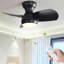 Ventilateur de plafond de chambre à coucher de 23 pouces avec 3 pales en ABS et moteur à courant continu à télécommande noir avec lumière DEL de 18 W-1672792023-1672792021