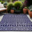 Tapis d'intérieur / extérieur marocain Aldo - bleu marine / blanc-198700937
