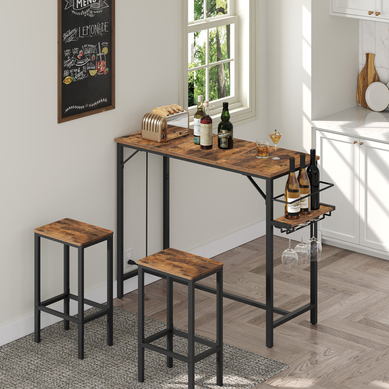 Table de bar 35,4 pouces avec base en métal et station de charge