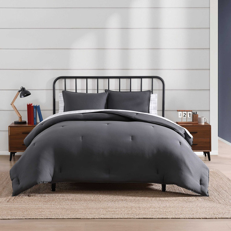 Ensemble d'édredon réversible uni Tommy Hilfiger, Gris, Grand édredon et 6 pièces supplémentaires