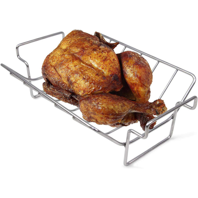 Support à dinde en acier inoxydable à double usage et support à dinde, grille à rôtir robuste pour griller, convient au grand œuf vert Kamado Joe et plus