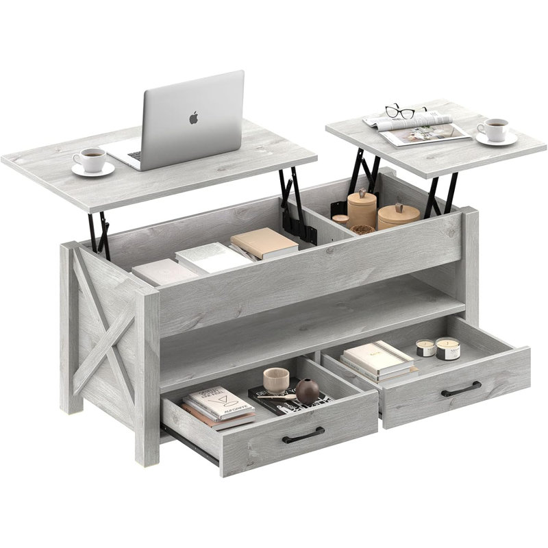 Coffee Table with 2 Storage, Lift Top Coffee Table for Living Room, Gray, 18.18" H x 39.3" L x 19.7" W