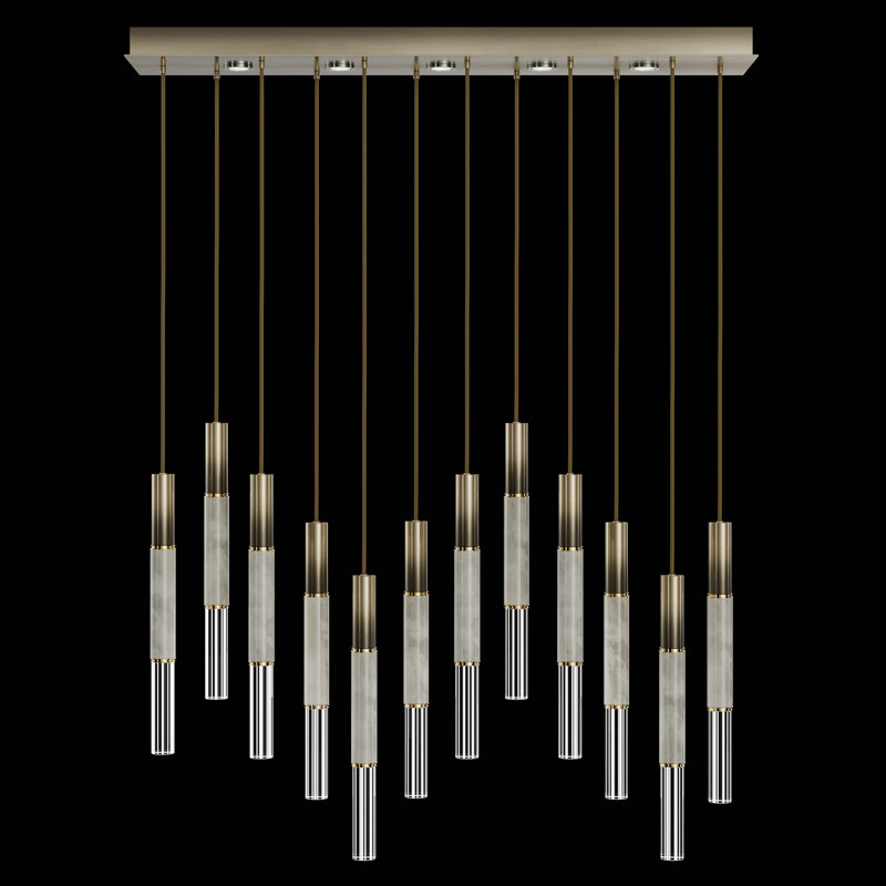 Antonia 17 - Light LED Kitchen Island Pendant, Soft Ombre Bronze/Brass