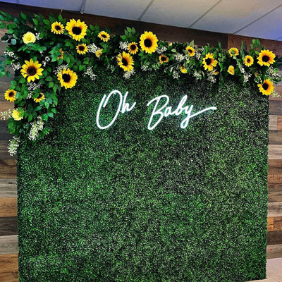 24 Pcs 20” X 20” Artificial Grass Wall Panels Faux Boxwood Hedge Green Plants Backdrop Indoor Outdoor Decor