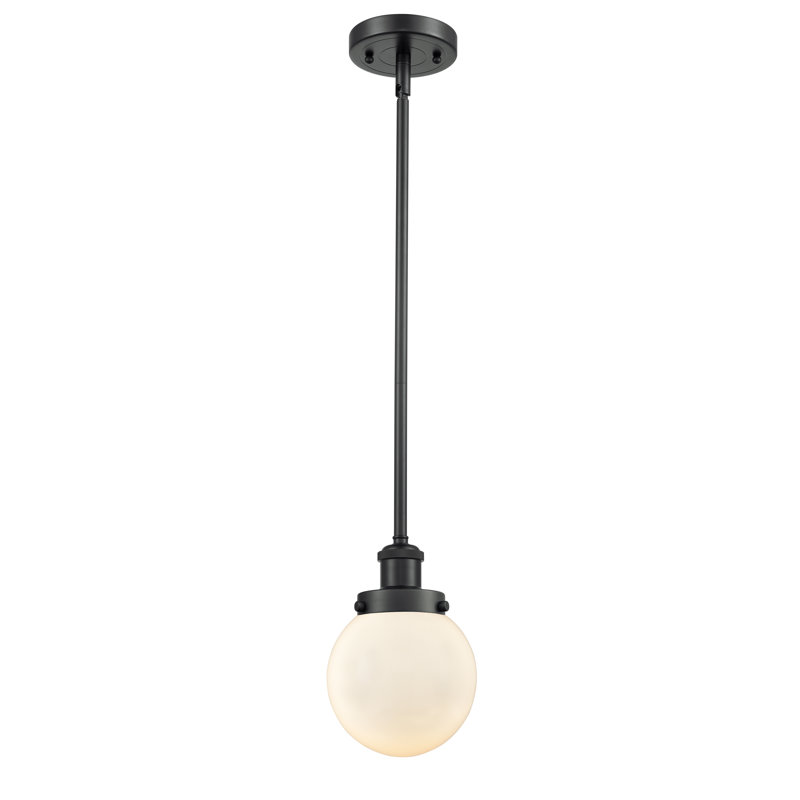 Luminaire suspendu sphère 1 lumière Chippewa, DEL, Blanc mat, Noir mat