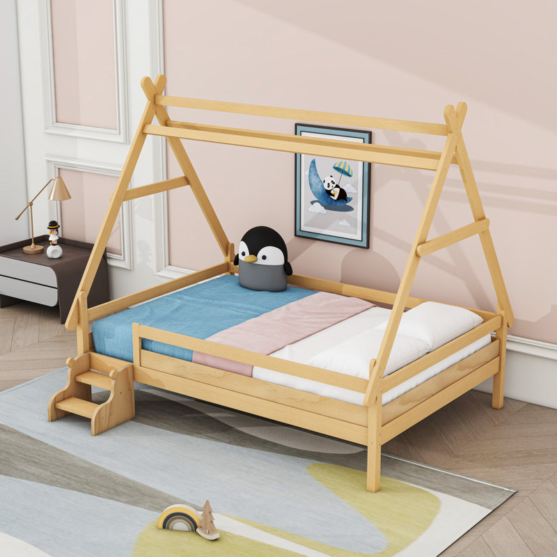 Lit plateforme Wood, Naturel, Double