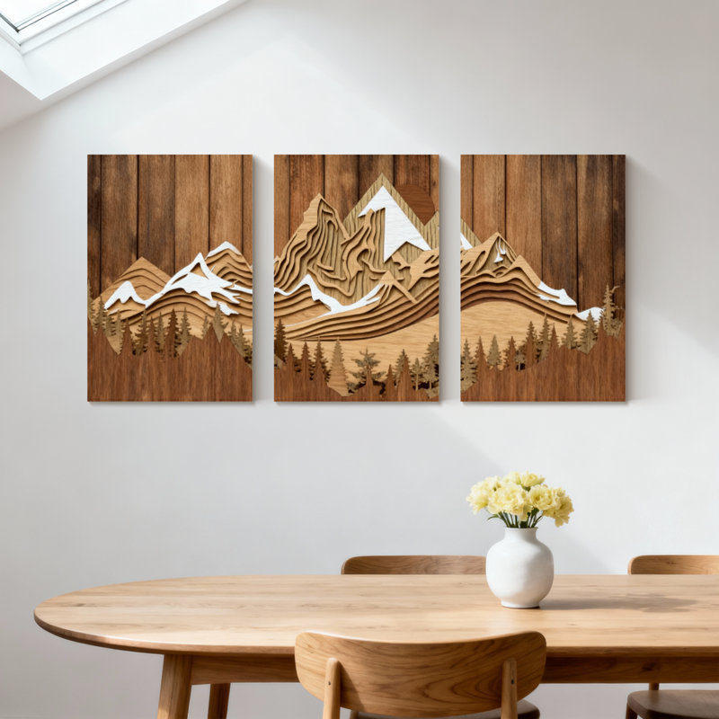Paysage et nature, chaîne de montagnes, ensemble de 3 impressions sur toile, H 18 po x l 36 po