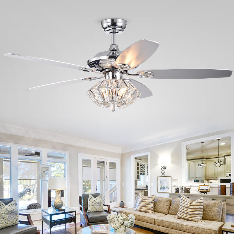 Lurlyne 52'' Ceiling Fan with Light Kit, Silver/Pewter, Remote Switch