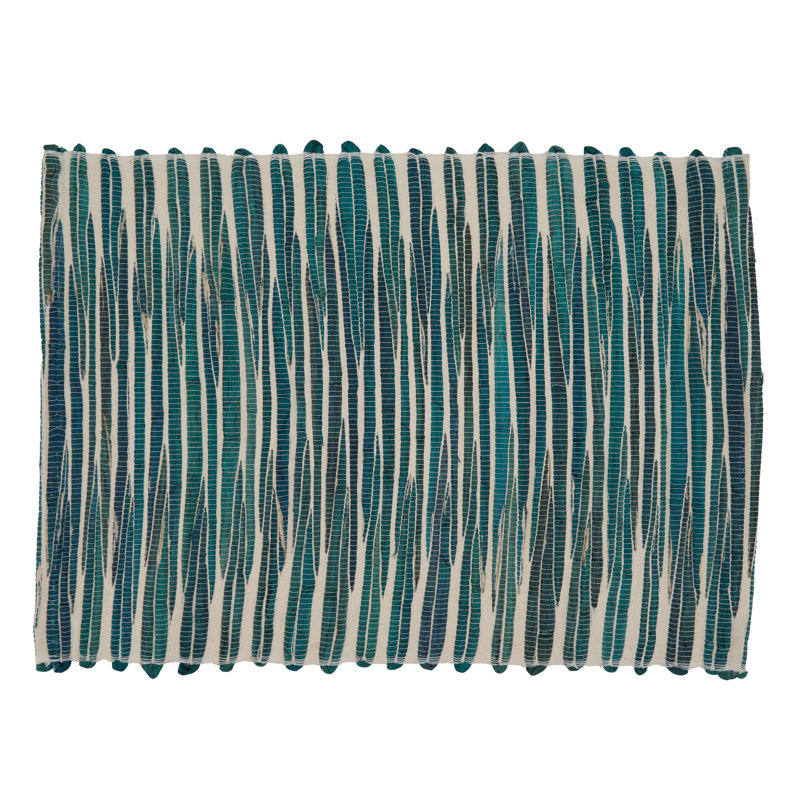 Audra Striped Rectangle Placemat, Turquoise