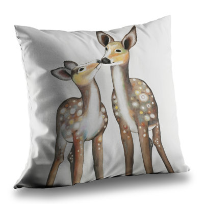 Deer with its fawn - Poly Twill Throw Pillow for Home Decor