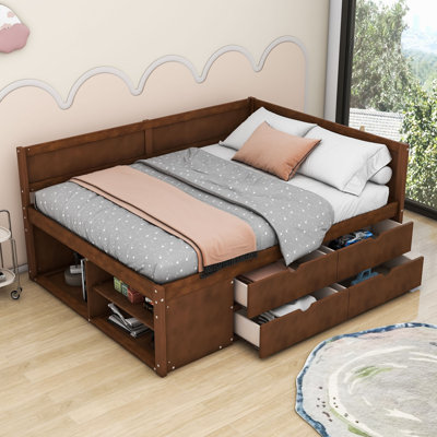 Nadiv Wooden Daybed with 4 Drawers
