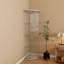 Vitrine d'angle lumineuse en verre avec 4 tablettes et éclairage DEL réglable