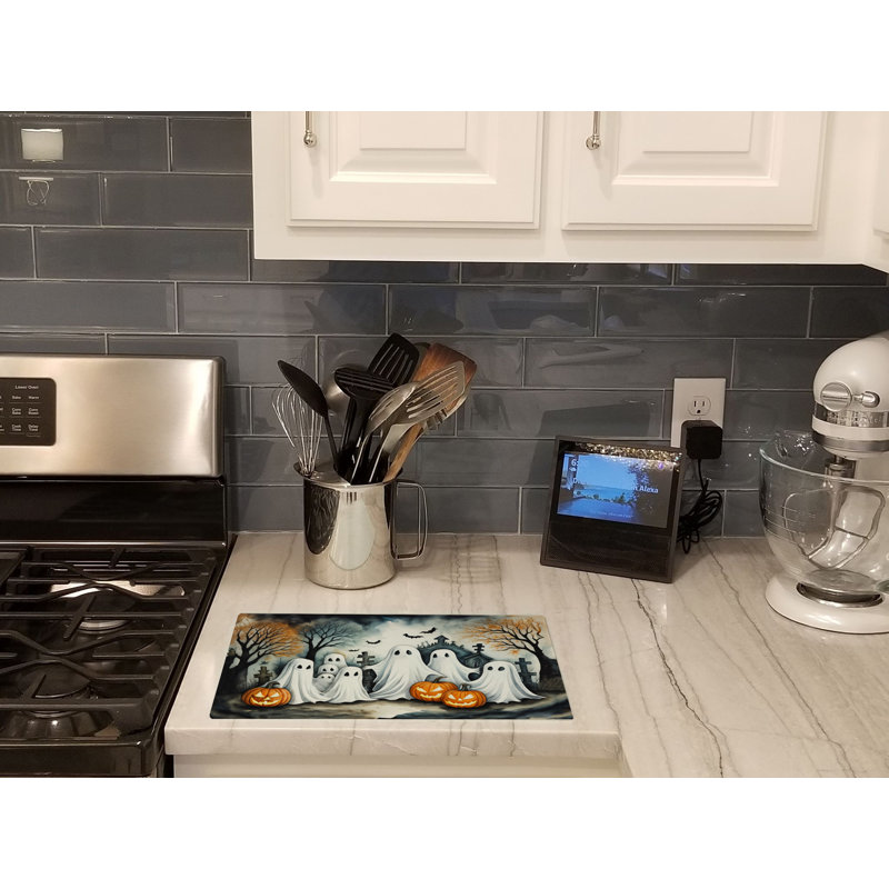 Ghosts Spooky Halloween Glass Cutting Board Large