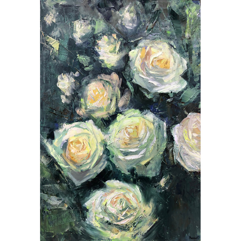 Green Roses 1 Piece Wrapped Canvas Painting, 38cm H x 25cm W x 3.81cm D