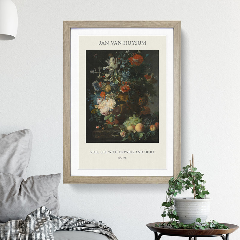Still Life With Flowers And Fruit Vol.7 by Jan Van Huysum - Single Picture Frame Print, Oak Framed, 36cm H x 27cm W x 2cm D