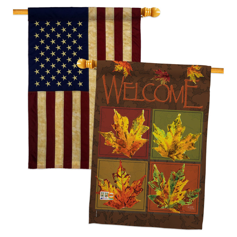 Drapeau de maison 40 po x 28 po Leaves Collage