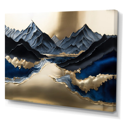 Geismar Golden Mountains And River - montagnes, impression sur toile