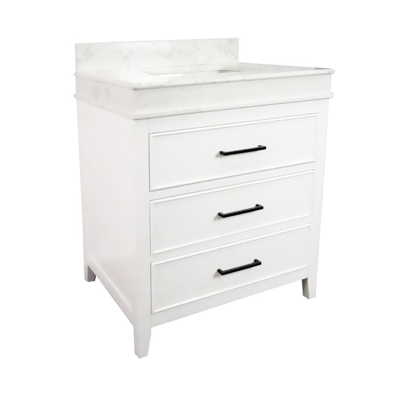 Meuble-lavabo simple 30 po avec comptoir Bayla, Blanc